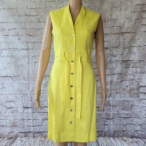 Womens Antonio Melani women's button down waist slimming tie dress yellow size 8